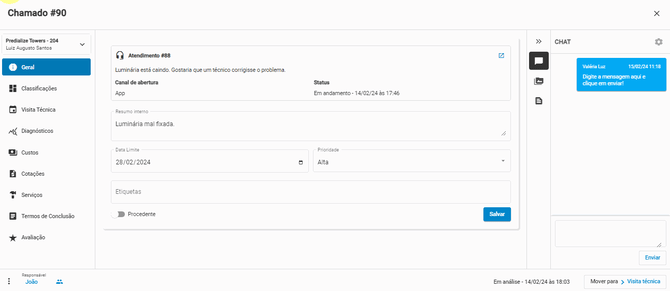 02Como posso enviar mensagens ao cliente via chat