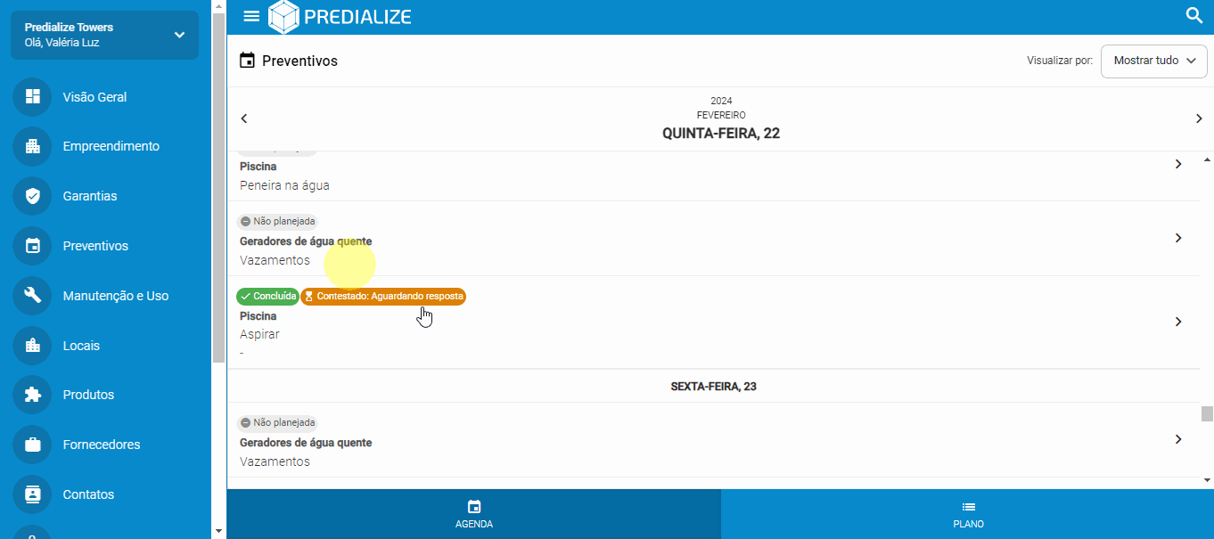 Contestação de manutenção preventiva