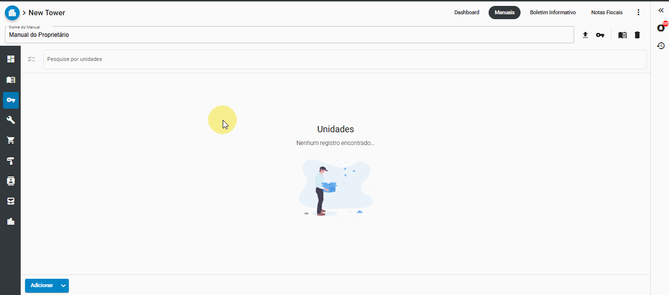 adicao de unidades e usuarios