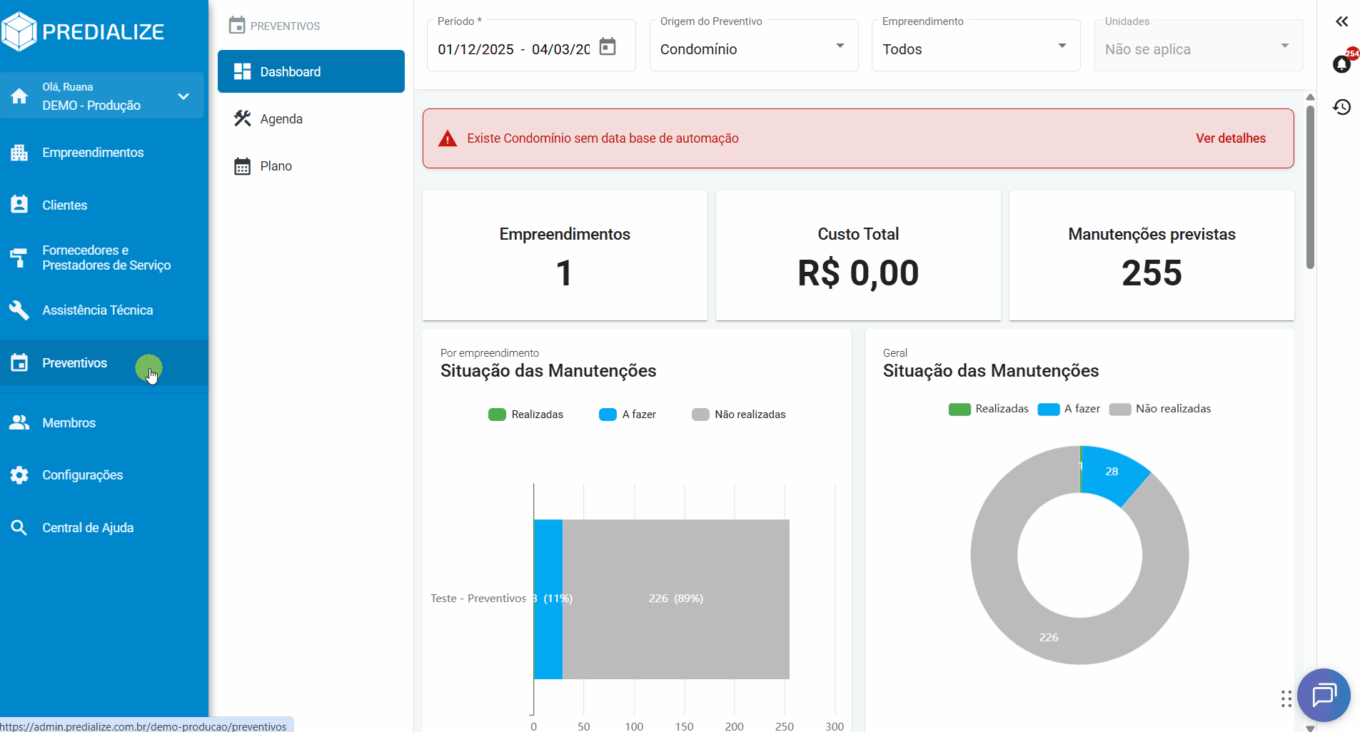 exportar relatório de preventivos